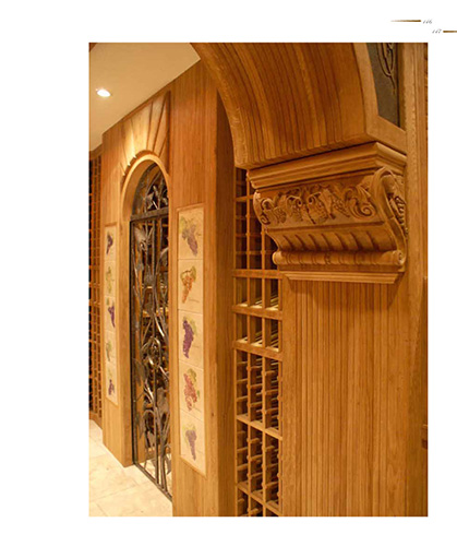 FWC walk-in wine cellar with wood carvings